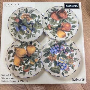 Oneida Stoneware Salad/Dessert Plates - Set of 4, Multicolor